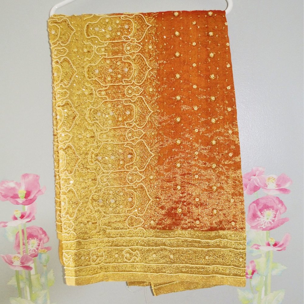 All over pearl /stone work wedding saree